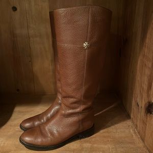 Brown designer Tory Burch Riding Boots- wide calf